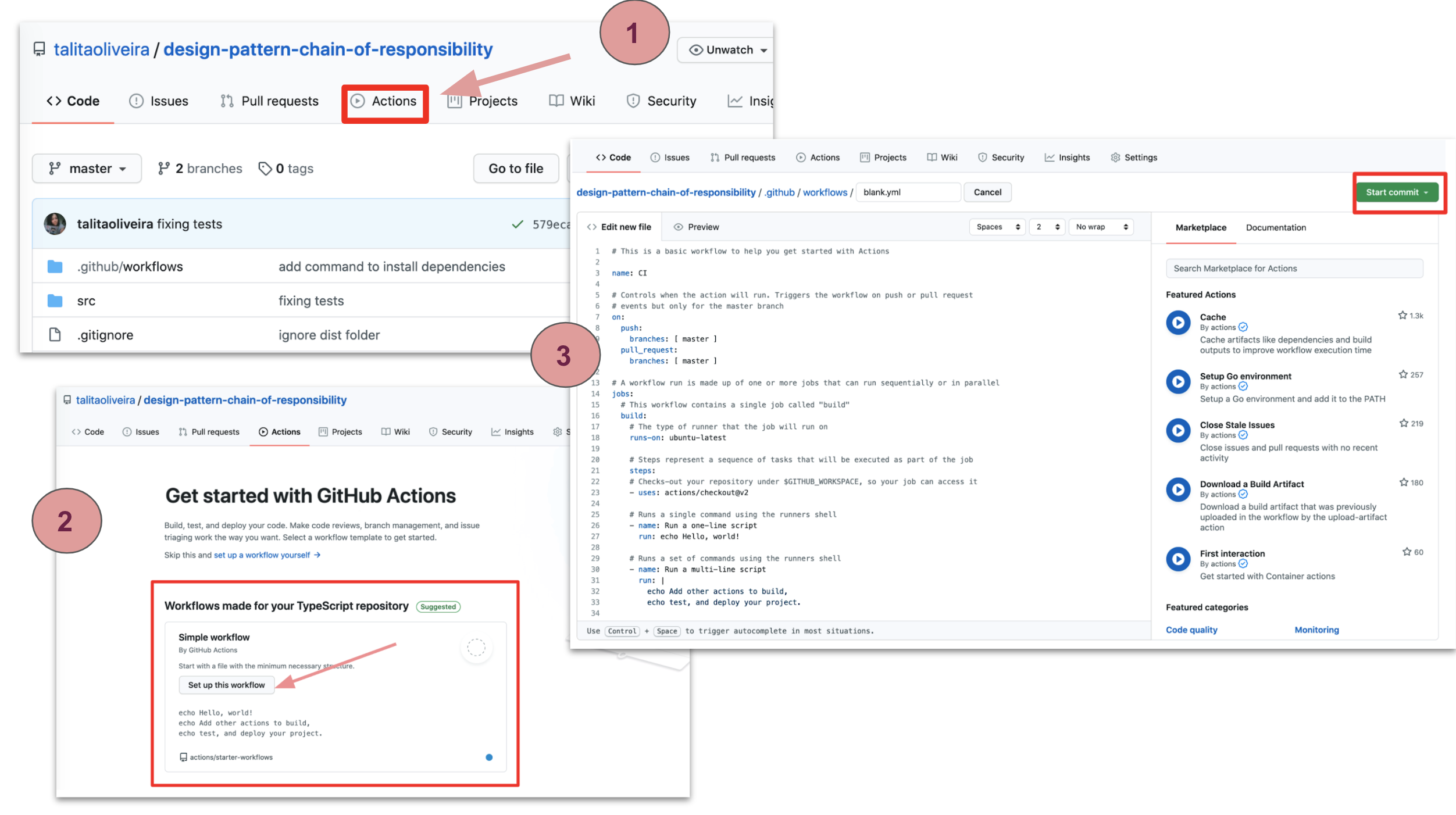 Passos para comecar a usar o Github Actions